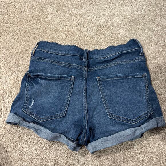 Express Distressed Jean Shorts Style Shortie High Rise Women's Size 6 Rolled Hem - Picture 2 of 10